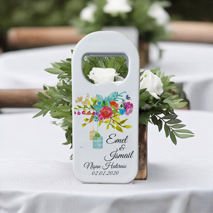 Renkli Çiçek Tasarımlı – Kişiye Özel Plastik Açacak Magnet