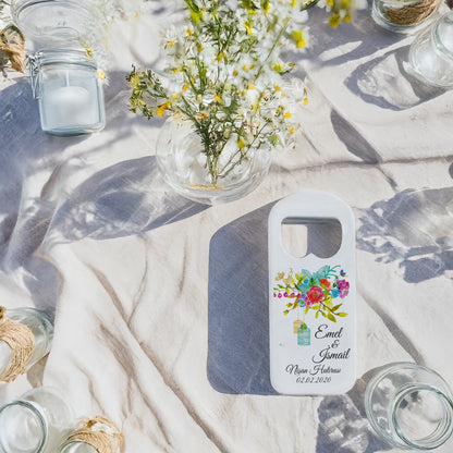 Renkli Çiçek Tasarımlı – Kişiye Özel Plastik Açacak Magnet