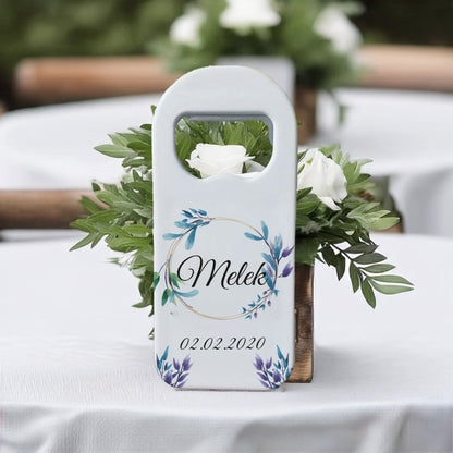 Mor Yaprak Çember Tasarımlı – Kişiye Özel Plastik Açacak Magnet