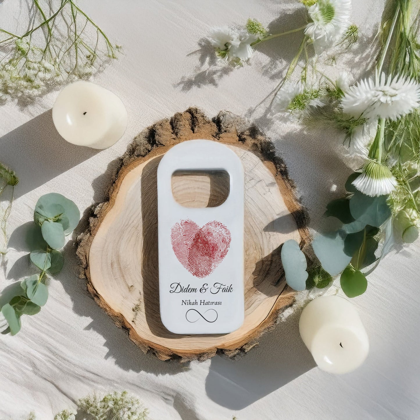 Kalp Parmak İzi Tasarımlı – Kişiye Özel Plastik Açacak Magnet