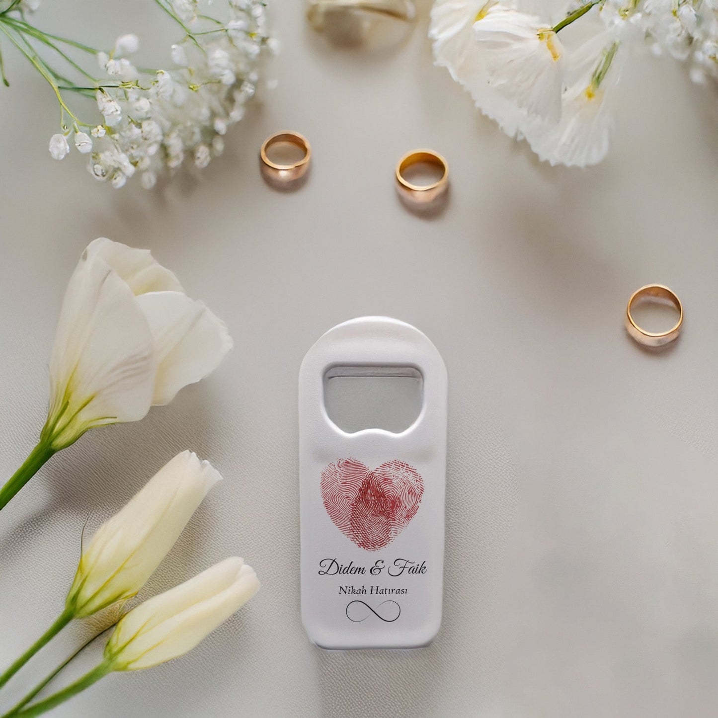 Kalp Parmak İzi Tasarımlı – Kişiye Özel Plastik Açacak Magnet