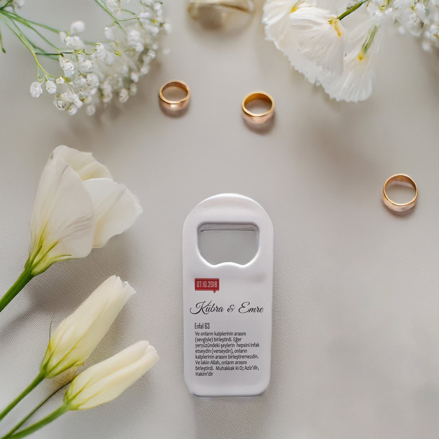 Enfal Suresi Yazılı Dini Tasarımlı – Kişiye Özel Plastik Açacak Magnet