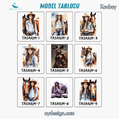 Kişiye Özel Kovboy Temalı Karikatür Cam Tablo | Şık ve Dayanıklı Kovboy Dekoru