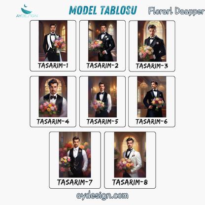 Kişiye Özel Çiçek Temalı Karikatür Cam Tablo | Zarif ve Canlı Dekor