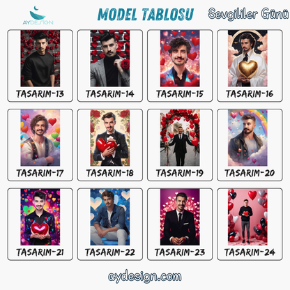 Kişiye Özel Romantik Temalı Karikatür Cam Tablo | Aşkınızı Yansıtan Dekor