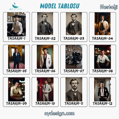 Kişiye Özel Nostalji Temalı Karikatür Cam Tablo | Geçmişin Eğlenceli Yansımaları