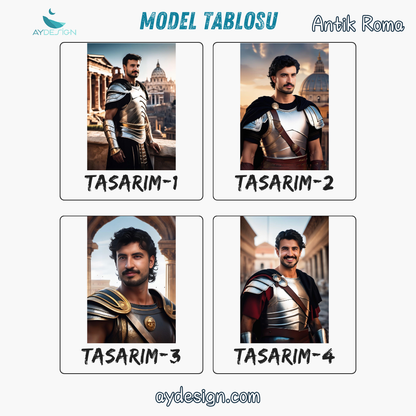 Kişiye Özel Antik Roma Karikatür Tasarımlı Cam Tablo | Yüksek Kaliteli UV Baskı