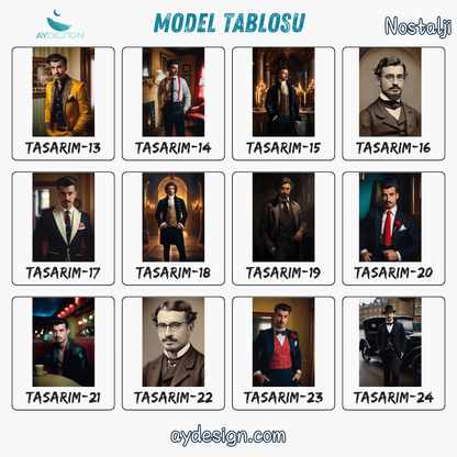 Kişiye Özel Nostalji Temalı Karikatür Cam Tablo | Geçmişin Eğlenceli Yansımaları