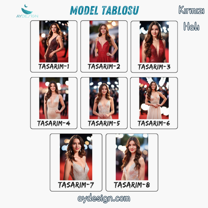 Kişiye Özel Kırmızı Halı Temalı Karikatür Cam Tablo | Şöhretin Yansıması