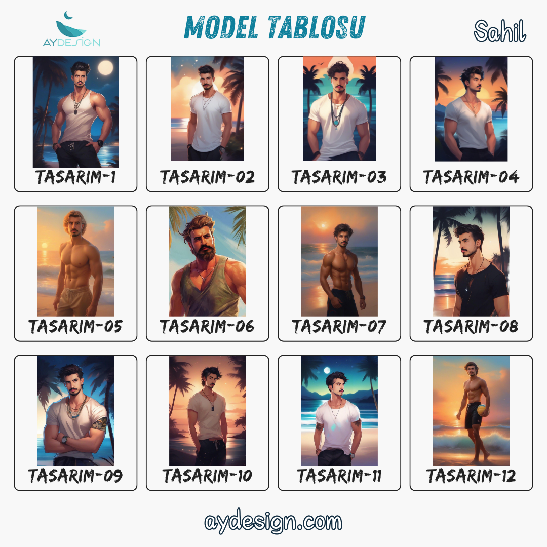 Kişiye Özel Sahil Karikatür Tasarımlı Cam Tablo | Şık ve Dayanıklı Dekor