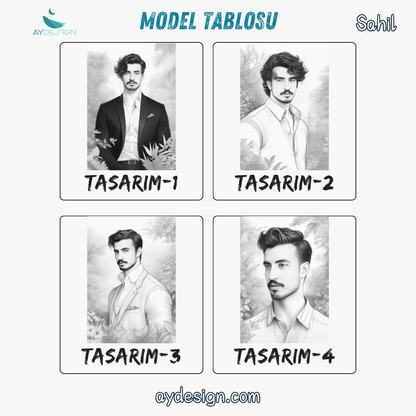 Kişiye Özel Siyah Beyaz Efektli Karikatür Cam Tablo | Modern ve Zarif Dekorasyon