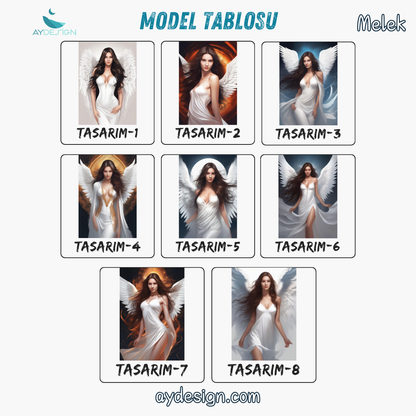 Kişiye Özel Melek Kız Temalı Karikatür Cam Tablo | Zarif ve İlahi Dekorasyon