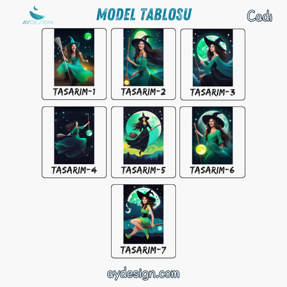 Kişiye Özel Cadı Temalı Karikatür Cam Tablo | Büyüleyici ve Şık Dekorasyon