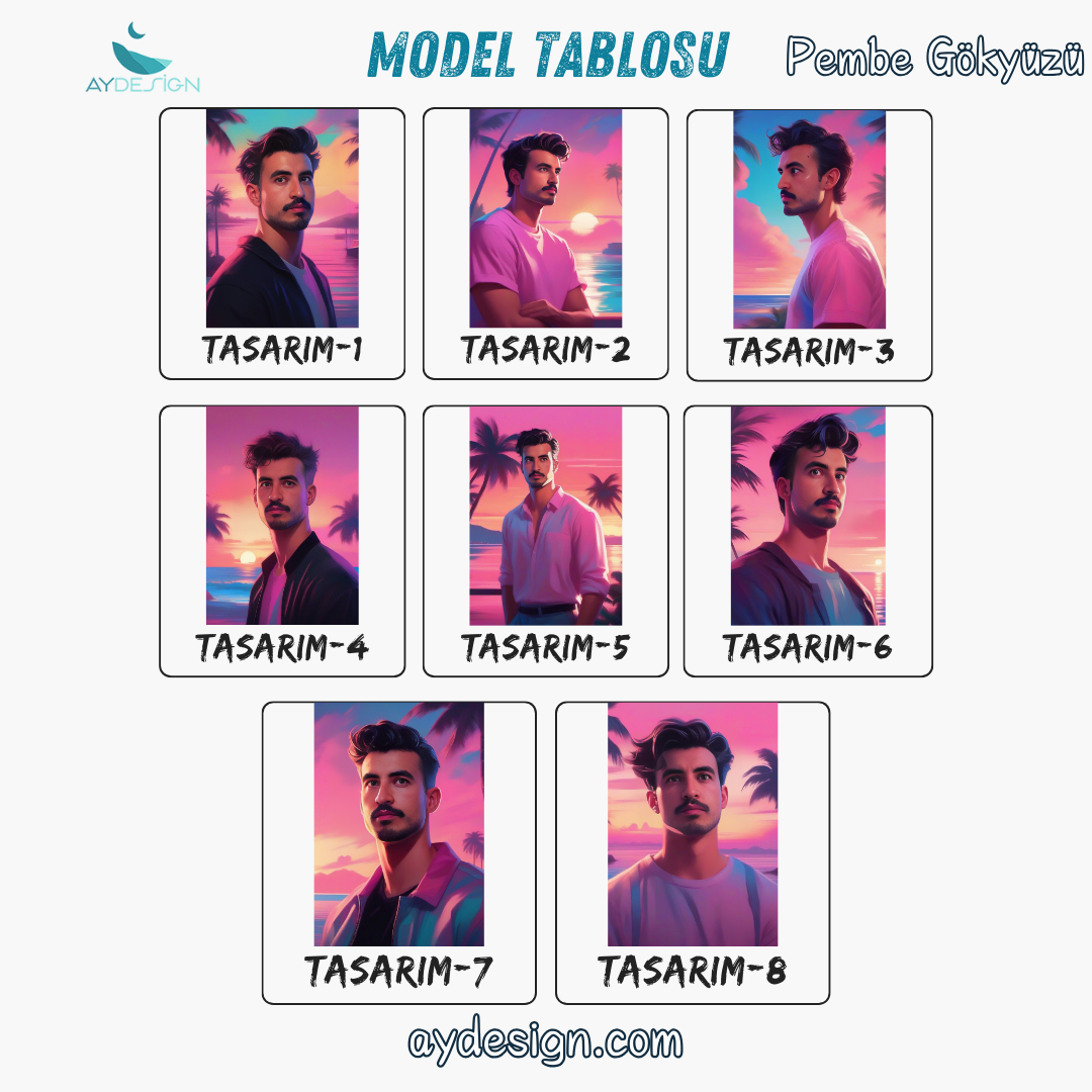 Kişiye Özel Günbatımı Temalı Karikatür Cam Tablo | Romantik ve Şık Dekorasyon