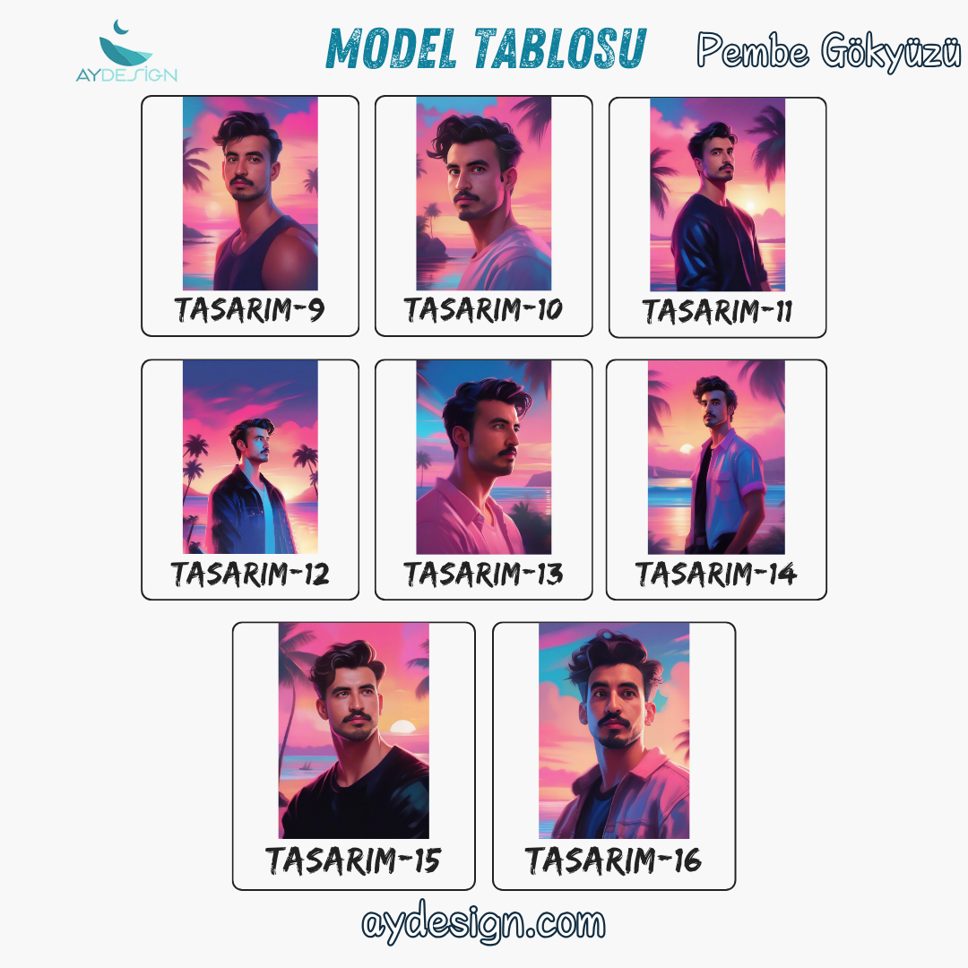 Kişiye Özel Günbatımı Temalı Karikatür Cam Tablo | Romantik ve Şık Dekorasyon