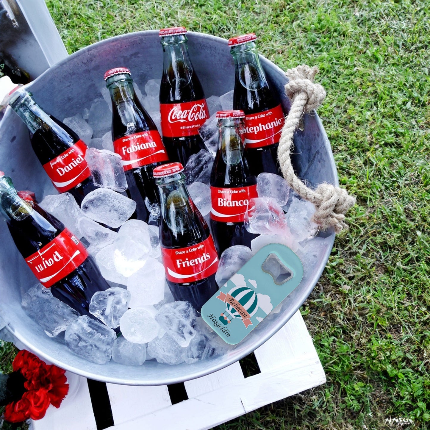 Mavi Zeminli Balon Temalı Plastik Açacak Magnet | Doğumgünü, Babyshower, Diş Buğdayı ve Sünnet Organizasyonlarınızın Unutulmaz Hatırası!