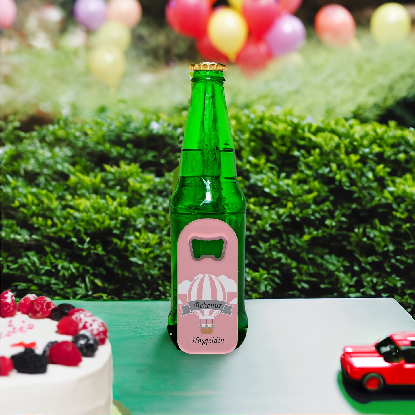 Pembe Zeminli Balon Temalı Plastik Açacak Magnet | Doğumgünü, Babyshower, Diş Buğdayı ve Sünnet Organizasyonlarınızın Unutulmaz Hatırası!