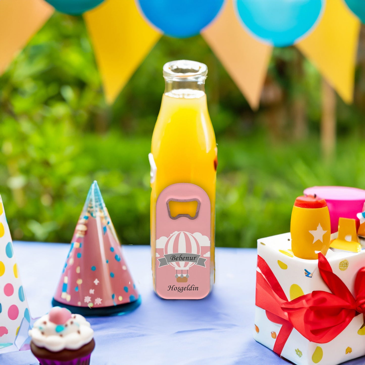 Pembe Zeminli Balon Temalı Plastik Açacak Magnet | Doğumgünü, Babyshower, Diş Buğdayı ve Sünnet Organizasyonlarınızın Unutulmaz Hatırası!