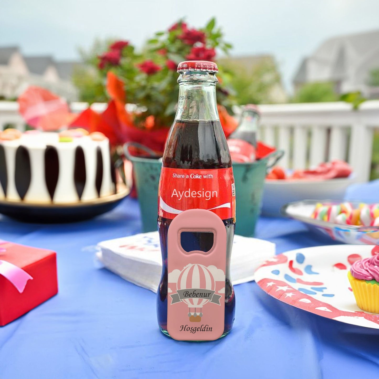 Pembe Zeminli Balon Temalı Plastik Açacak Magnet | Doğumgünü, Babyshower, Diş Buğdayı ve Sünnet Organizasyonlarınızın Unutulmaz Hatırası!