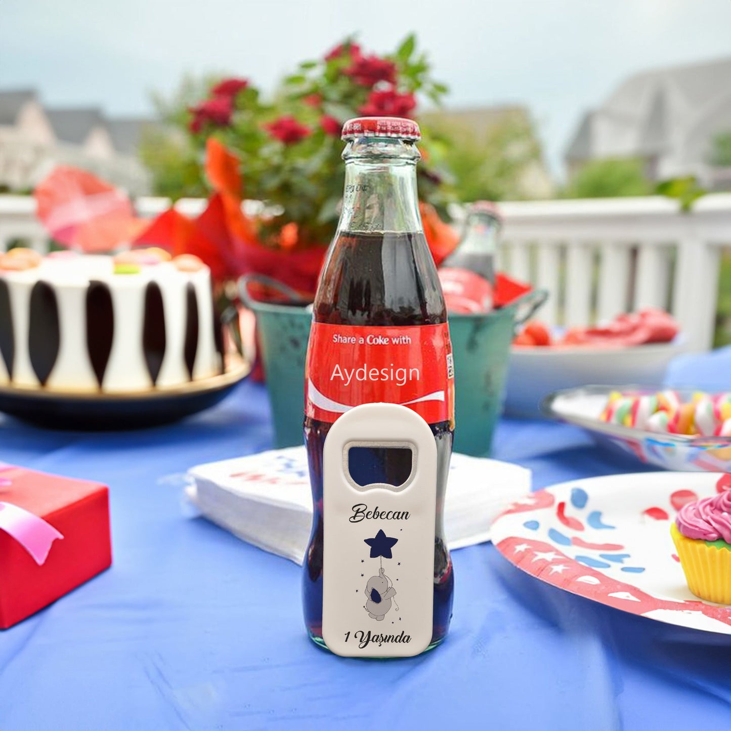 Mavi Yıldız ve Fil Temalı Plastik Açacak Magnet | Doğumgünü, Babyshower, Diş Buğdayı ve Sünnet Organizasyonlarınızın Unutulmaz Hatırası!