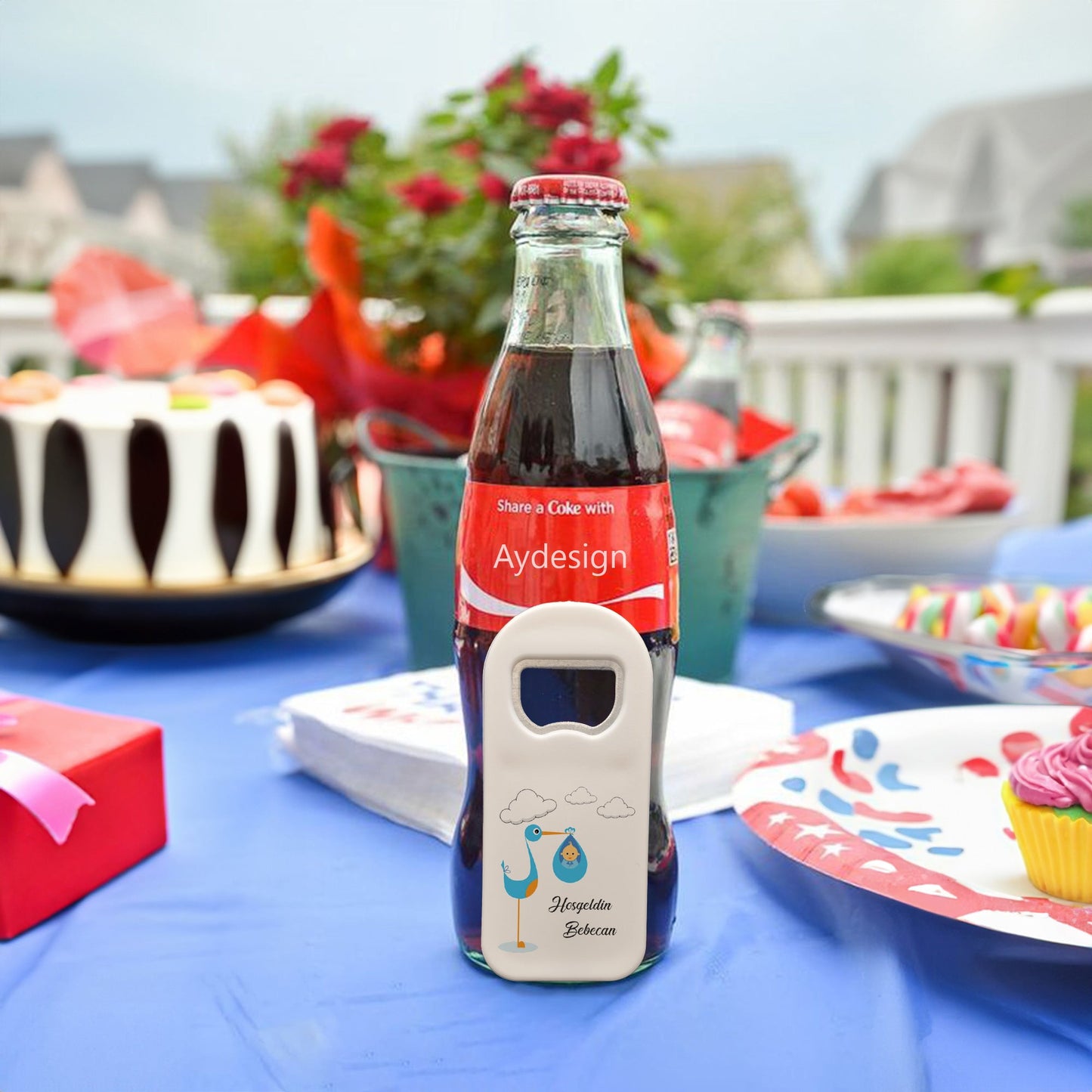 Mavi Leylek Temalı Plastik Açacak Magnet | Doğumgünü, Babyshower, Diş Buğdayı ve Sünnet Organizasyonlarınızın Unutulmaz Hatırası!