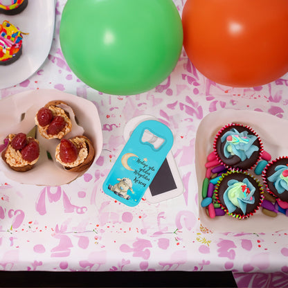 Mavi Zeminli Kuzu Temalı Plastik Açacak Magnet | Doğumgünü, Babyshower, Diş Buğdayı ve Sünnet Organizasyonlarınızın Unutulmaz Hatırası!