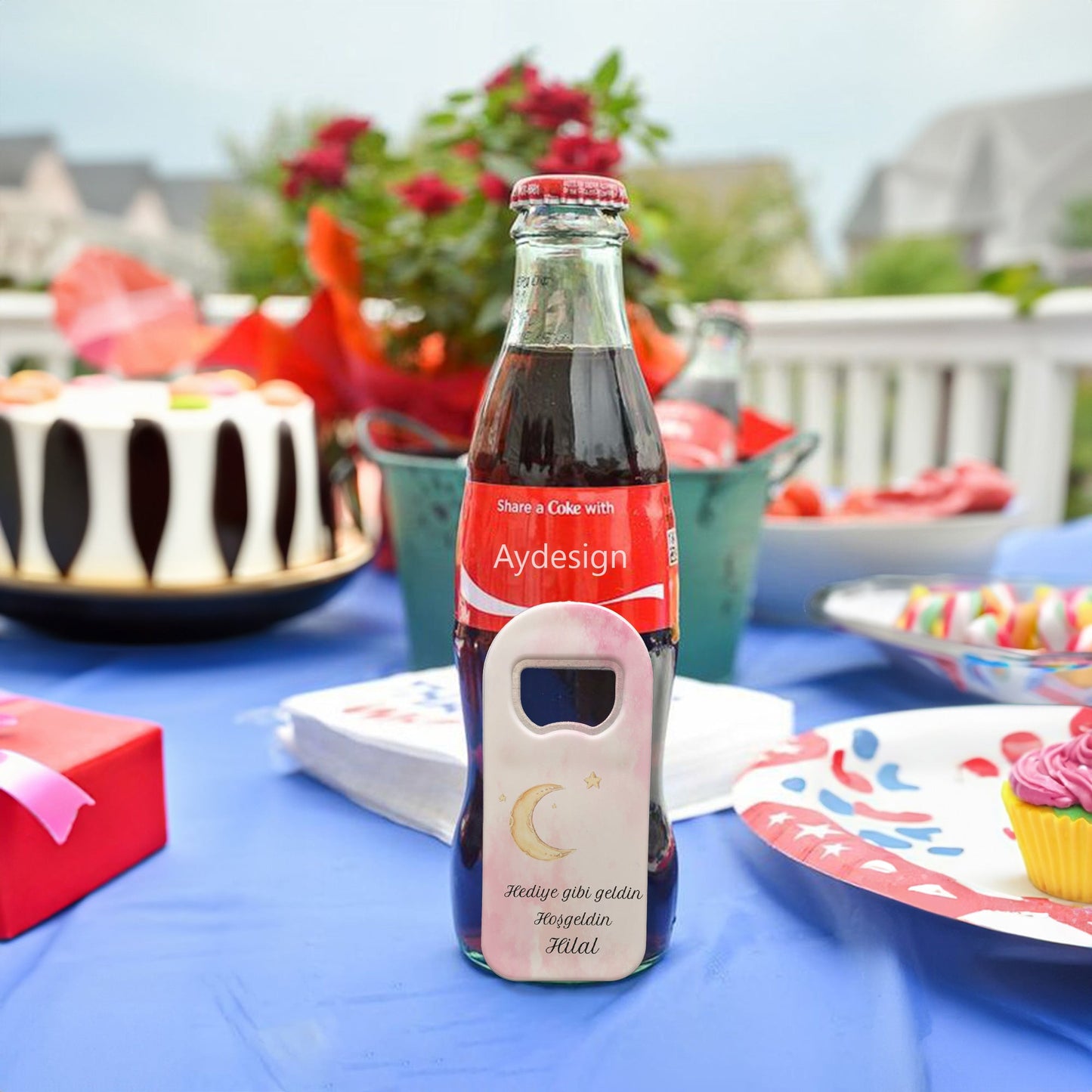 Pembe Zeminli Yıldız ve Ay Temalı Plastik Açacak Magnet | Doğumgünü, Babyshower, Diş Buğdayı ve Sünnet Organizasyonlarınızın Unutulmaz Hatırası!