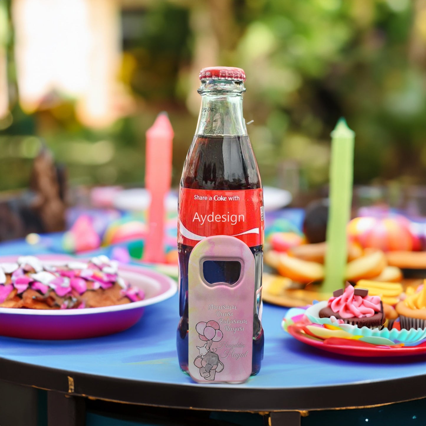 Pembe Zeminli Fil ve Balon Temalı Plastik Açacak Magnet | Doğumgünü, Babyshower, Diş Buğdayı ve Sünnet Organizasyonlarınızın Unutulmaz Hatırası!