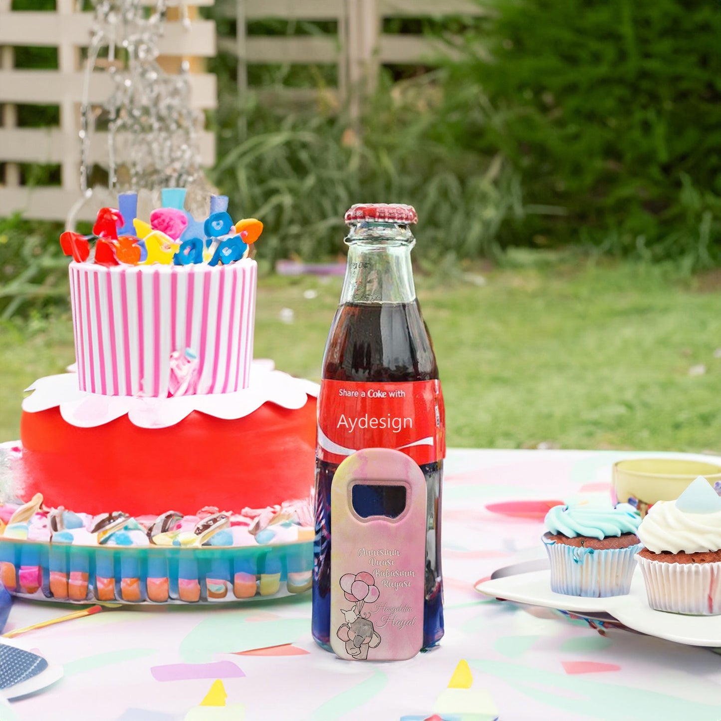 Pembe Zeminli Fil ve Balon Temalı Plastik Açacak Magnet | Doğumgünü, Babyshower, Diş Buğdayı ve Sünnet Organizasyonlarınızın Unutulmaz Hatırası!