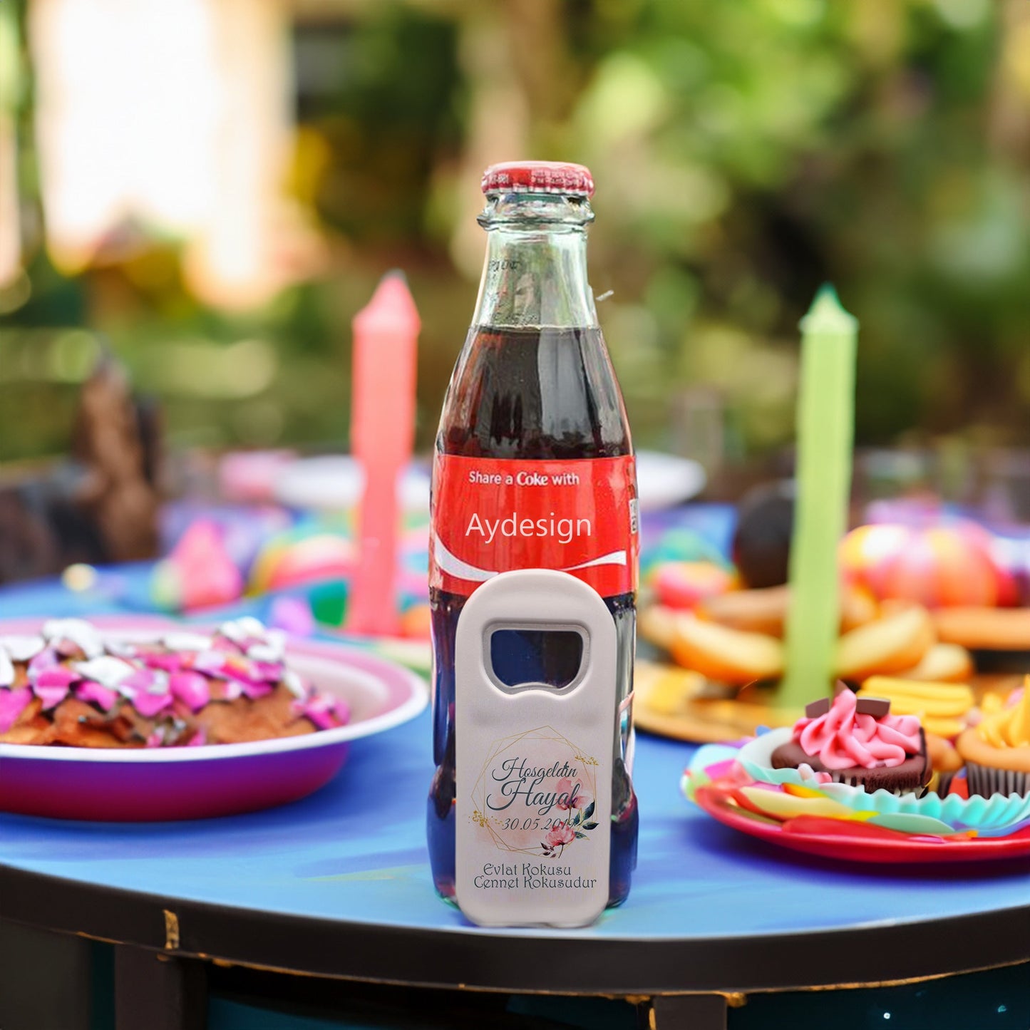 Gold Çerçeveli Pembe Çiçek Temalı Plastik Açacak Magnet | Doğumgünü, Babyshower, Diş Buğdayı ve Sünnet Organizasyonlarınızın Unutulmaz Hatırası!