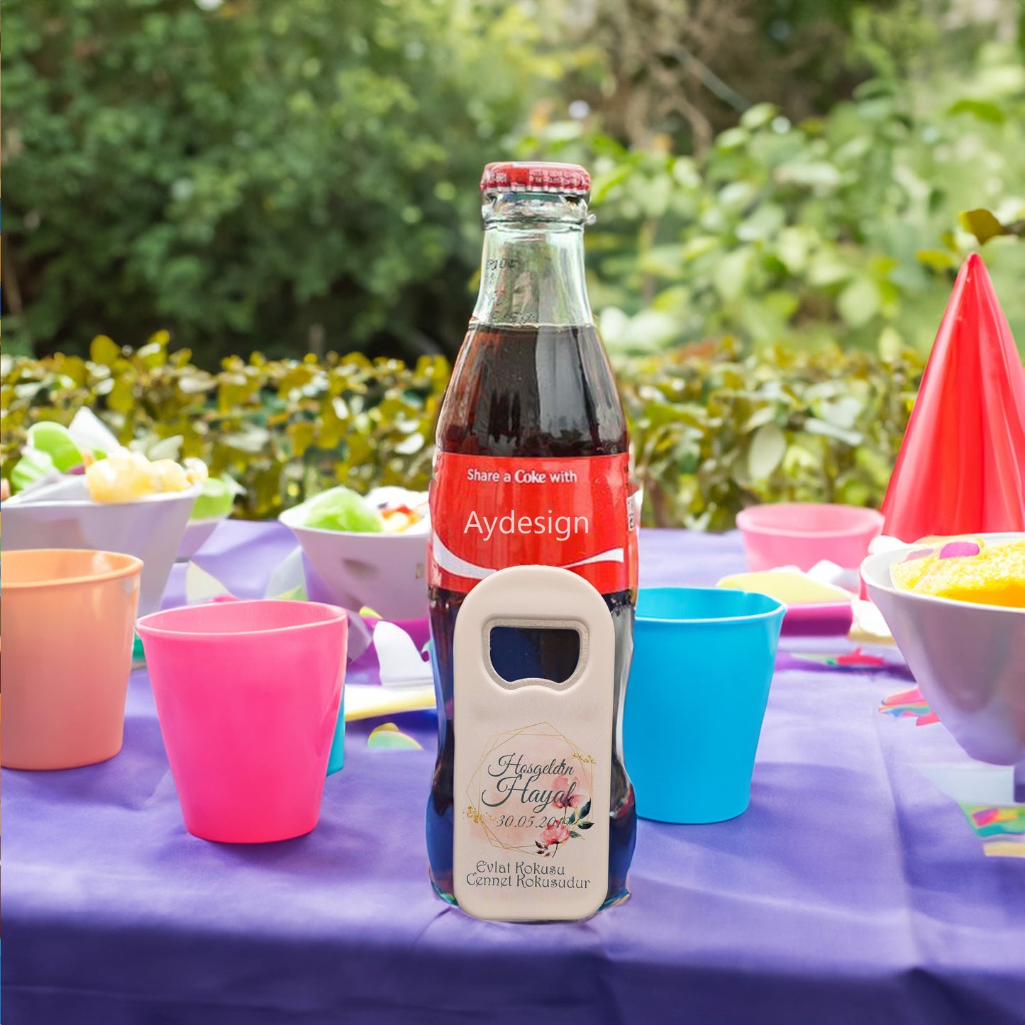 Gold Çerçeveli Pembe Çiçek Temalı Plastik Açacak Magnet | Doğumgünü, Babyshower, Diş Buğdayı ve Sünnet Organizasyonlarınızın Unutulmaz Hatırası!