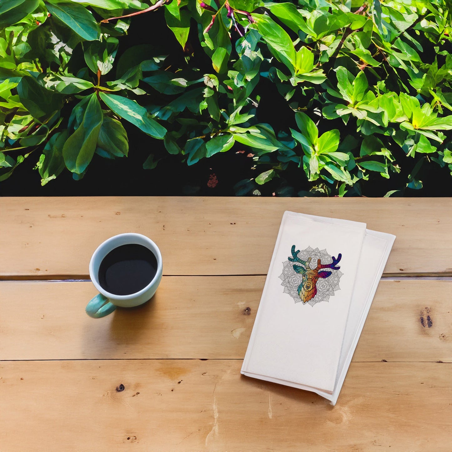 Geyik Mandala Baskılı Peçete – Doğal ve Sakin Sofra Dokunuşu | Kidzia