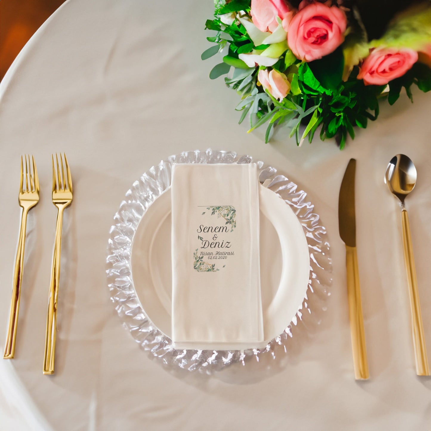 Yaprak Detaylı Özel Gün Peçetesi