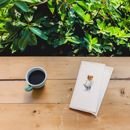 Beyaz Gömlekli Ayıcık Baskılı Kağıt Peçete 33x33 cm Solventsiz, İpeksi Dokulu – Kidzia