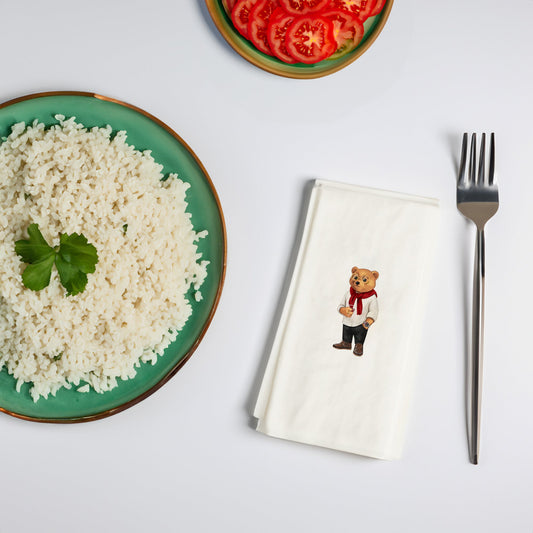 Kadehli Ayıcık Baskılı Kağıt Peçete 33x33 cm Solventsiz, İpeksi Dokulu, Çift Katlı – Kidzia