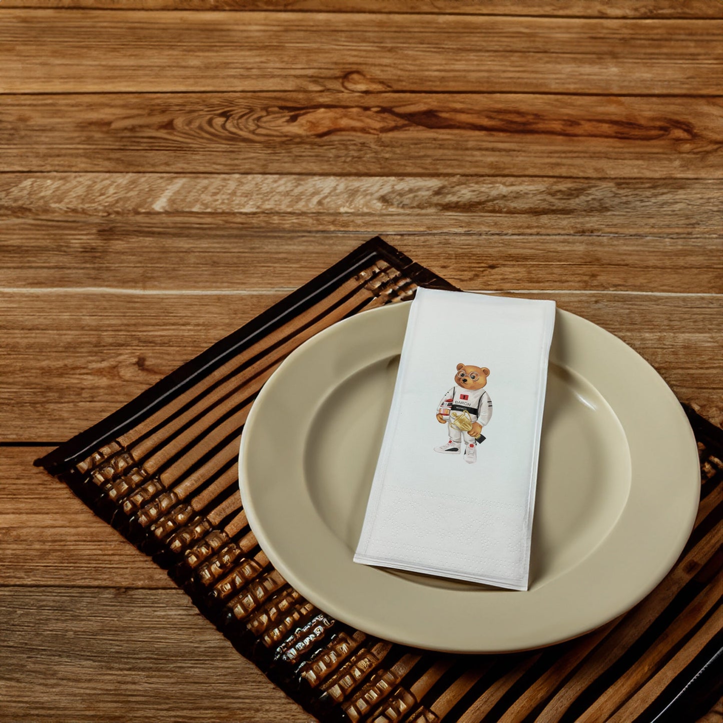 Rallici Ayıcık Baskılı Kağıt Peçete 33x33 cm Solventsiz, İpeksi Dokulu, Çift Katlı – Kidzia