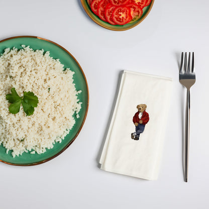 Kırmızı Ceketli Ayıcık Baskılı Kağıt Peçete 33x33 cm Solventsiz, İpeksi Dokulu – Kidzia