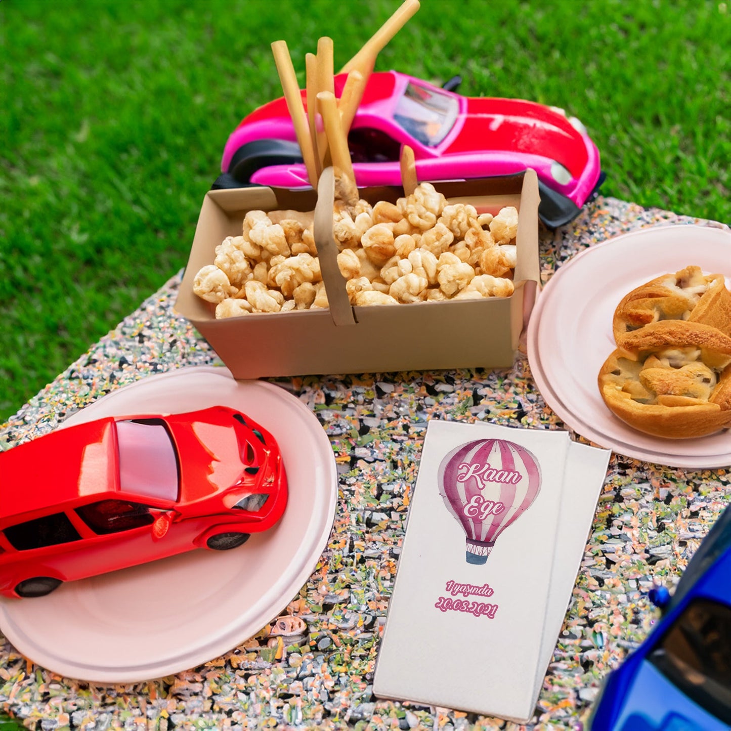 Koyu Pembe Balon Temalı Baskılı Peçeteler - AyDesign.com.tr