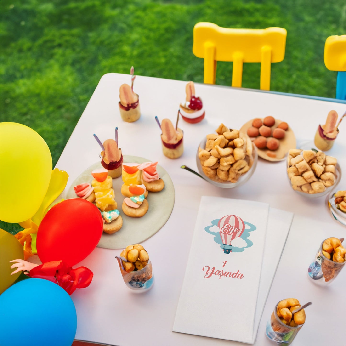 Bulutlar Arasında Balon Temalı Baskılı Peçeteler - AyDesign.com.tr