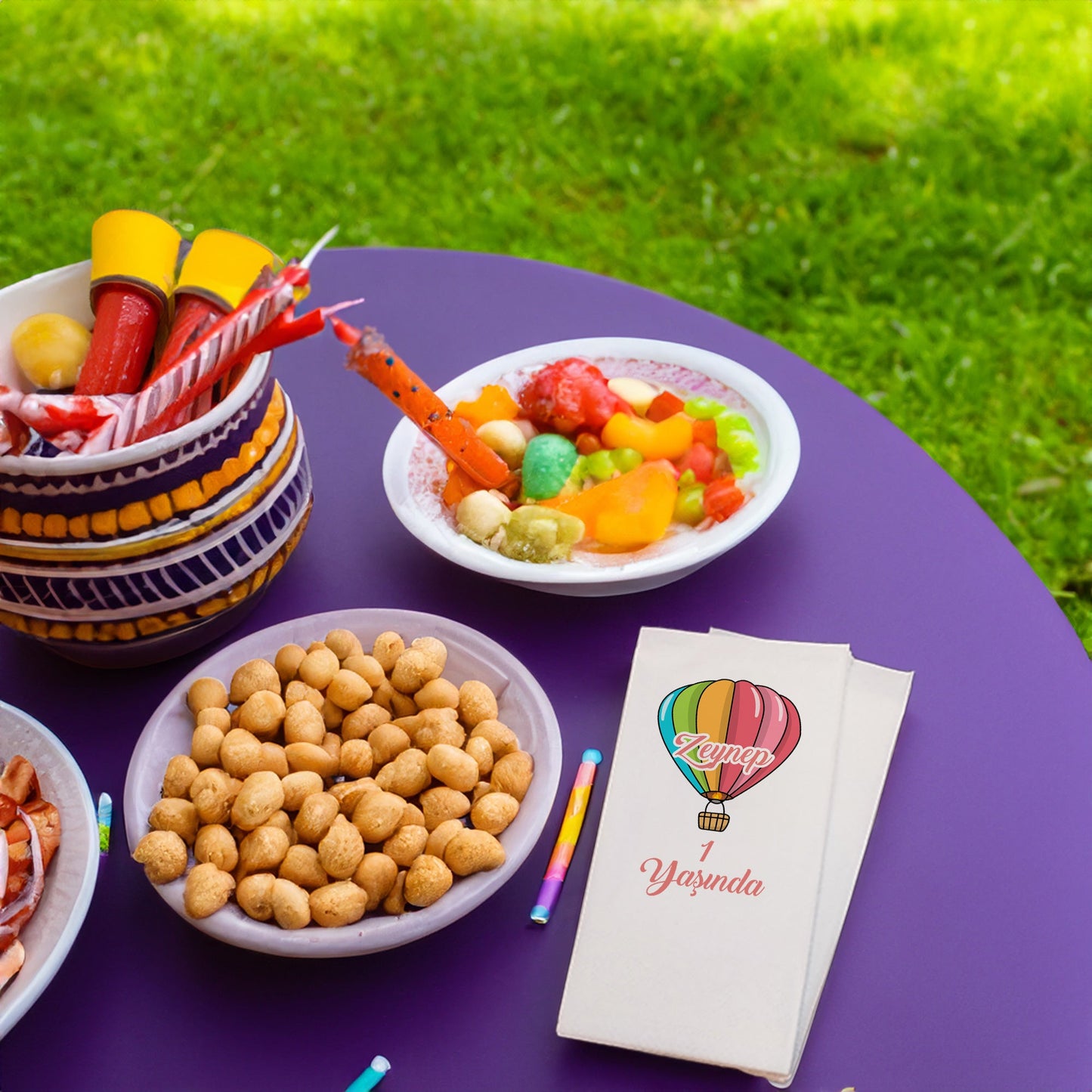 Renkli Balon Temalı Baskılı Peçeteler - AyDesign.com.tr