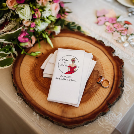 Kırmızılı Gelin Detayı Özel Gün Peçetesi