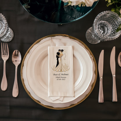 Gelin Damat Detaylı Özel Gün Peçetesi