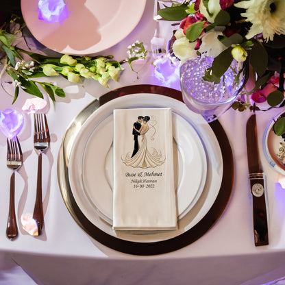 Gelin Damat Detaylı Özel Gün Peçetesi