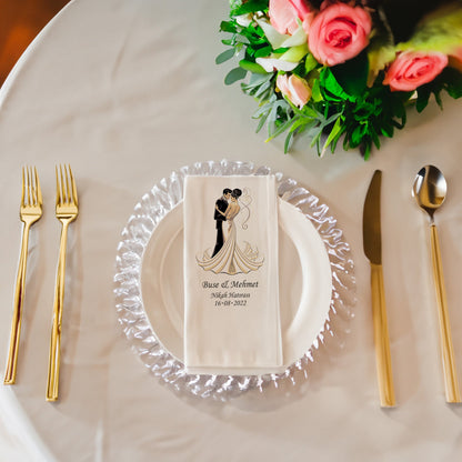 Gelin Damat Detaylı Özel Gün Peçetesi