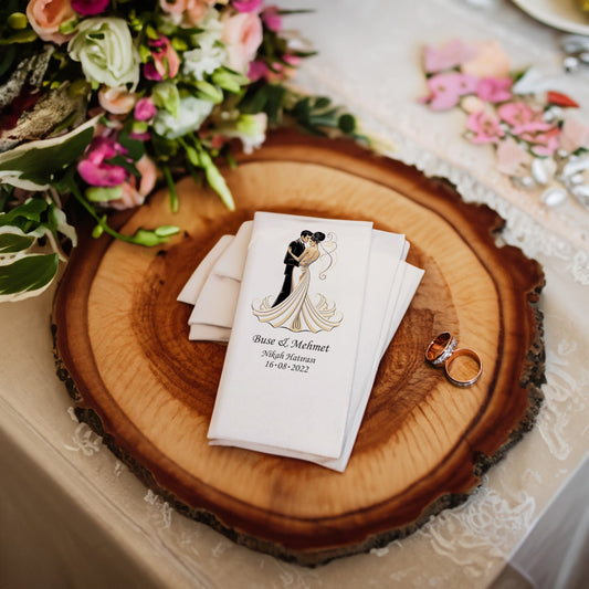 Gelin Damat Detaylı Özel Gün Peçetesi