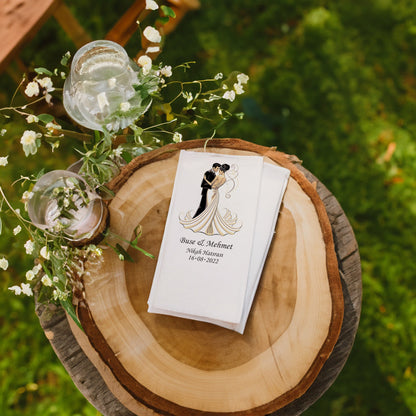 Gelin Damat Detaylı Özel Gün Peçetesi