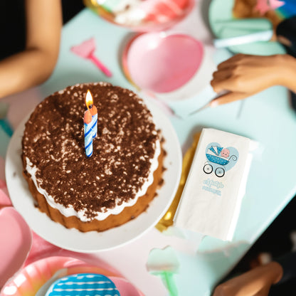 Mavi Kalp ve Bebek Temalı Baskılı Peçeteler - AyDesign.com.tr