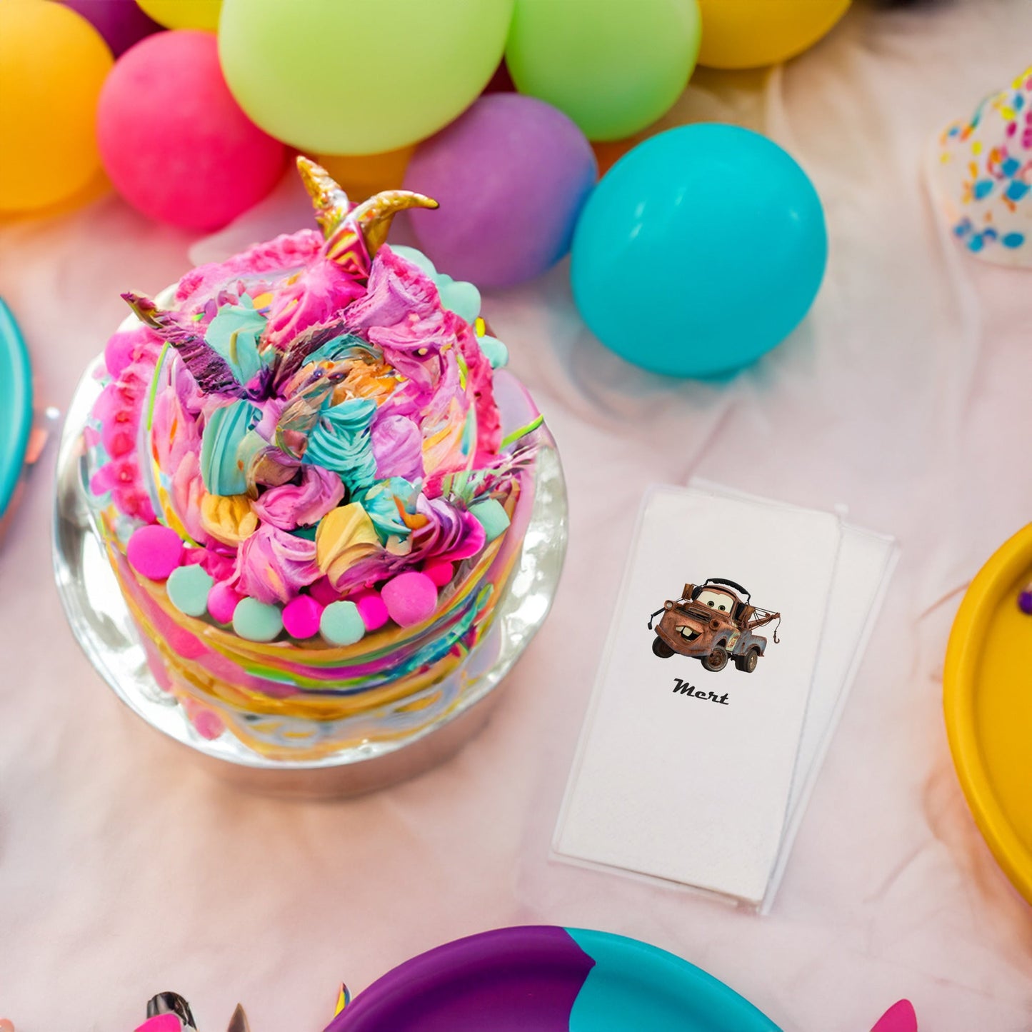 Arabalar Mater Temalı Baskılı Peçeteler - AyDesign.com.tr