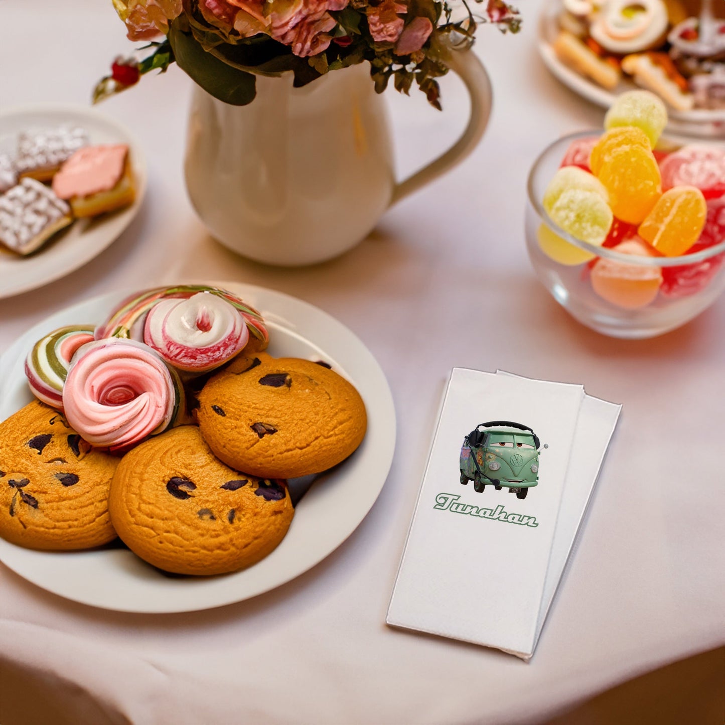 Arabalar Yeşil Araba Temalı Baskılı Peçeteler - AyDesign.com.tr