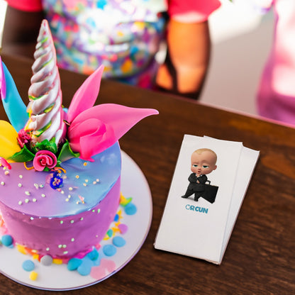 Çantalı Patron Bebek Temalı Baskılı Peçeteler - AyDesign.com